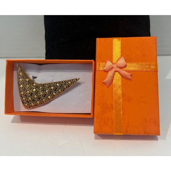 NEW Beautiful Unique Mid Century Vintage Layered Gold Tone  Boomerang Hair Clip - Picture 8 of 8